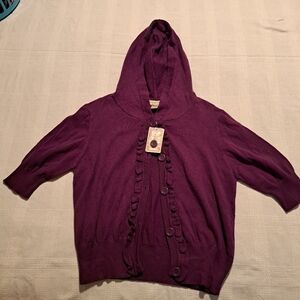 Arizona jeans girls XL purple button up short sleeve sweater NWT